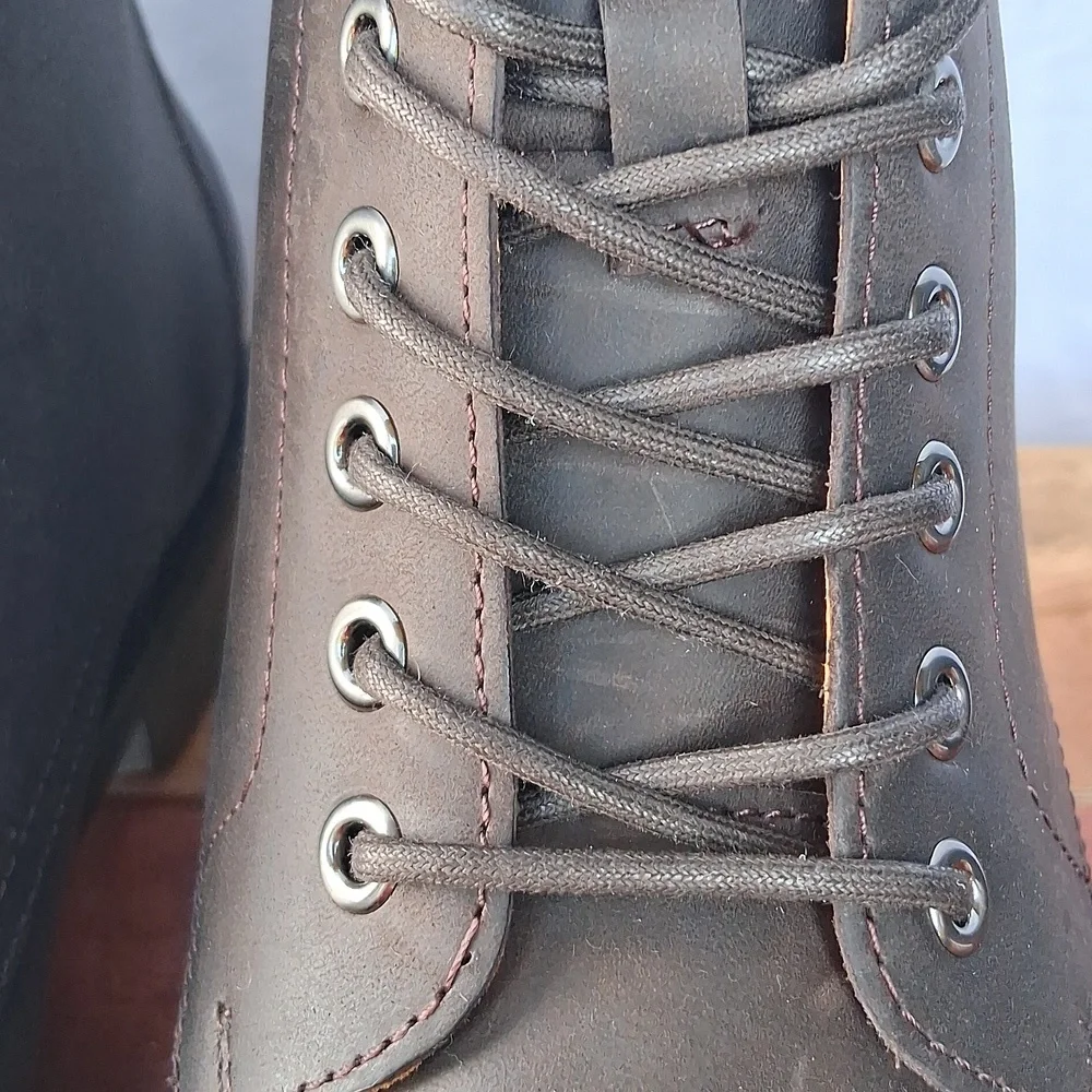 Quince Crafted Leather Cap Toe Lace Up Boots Brunette 10.5